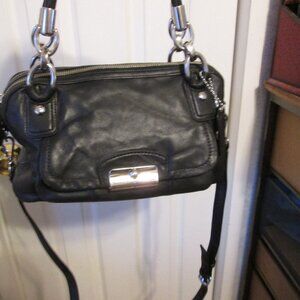 COACH Black Leather, 2 Handles, 2 Sections Handbag